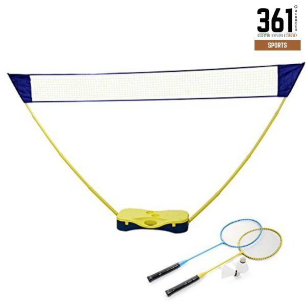 Portable Folding Badminton Net Set with Rackets and Shuttlecocks