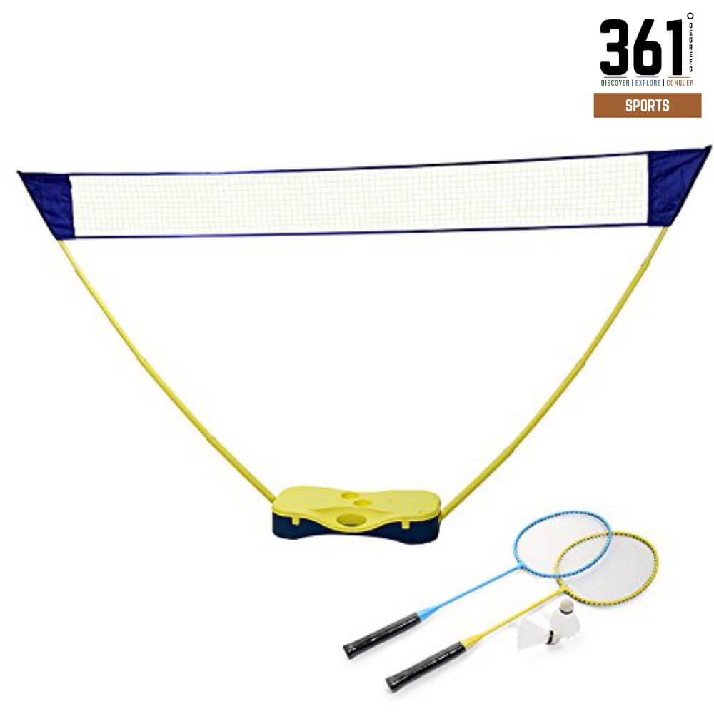 Portable Folding Badminton Net Set with Rackets and Shuttlecocks