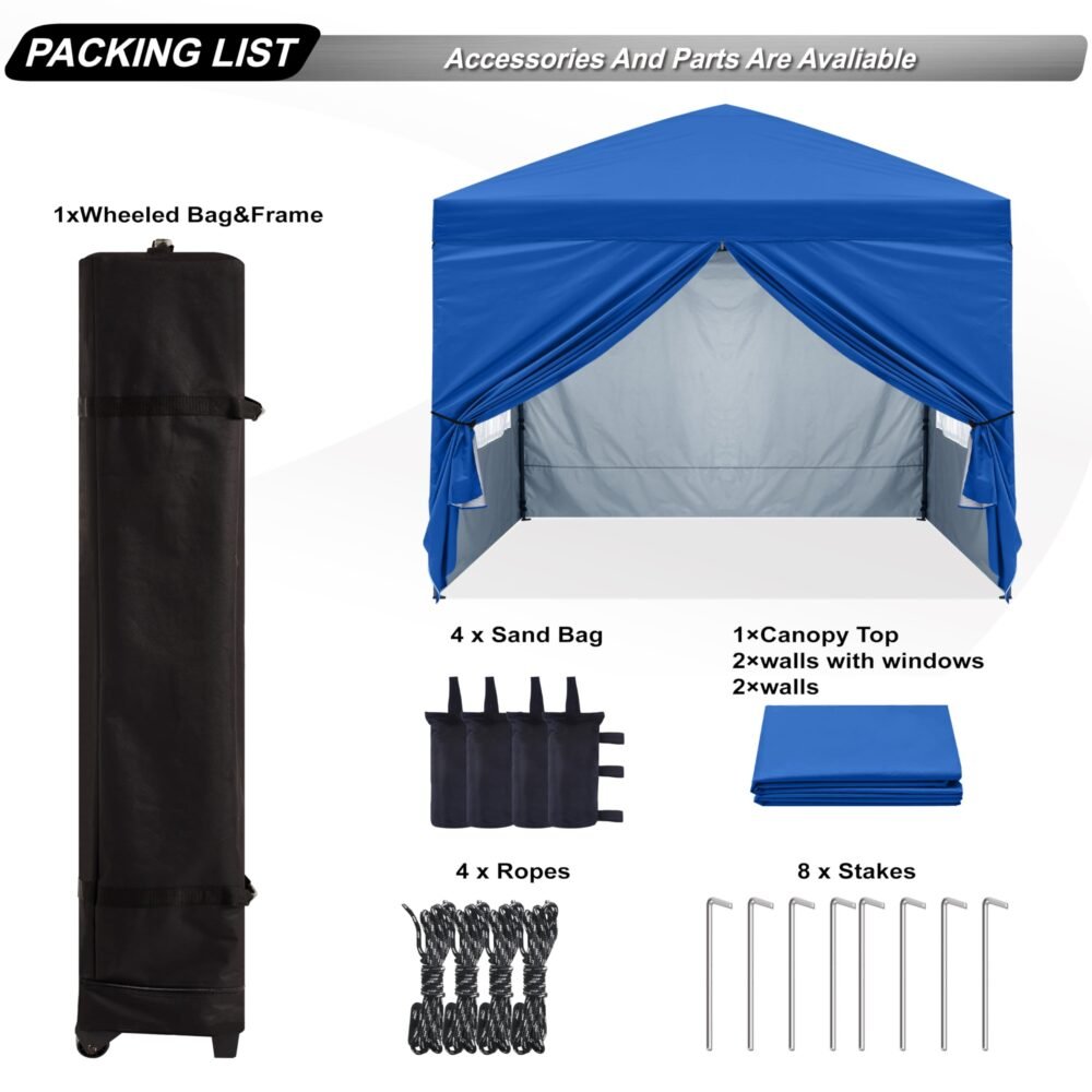3×3m Lightweight Event Gazebo - Blue with Sides