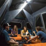 CORE 40064 lighted instant cabin tent lit from inside at night