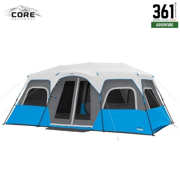 CORE 12 Person Lighted Instant Cabin Tent – 18' x 10'