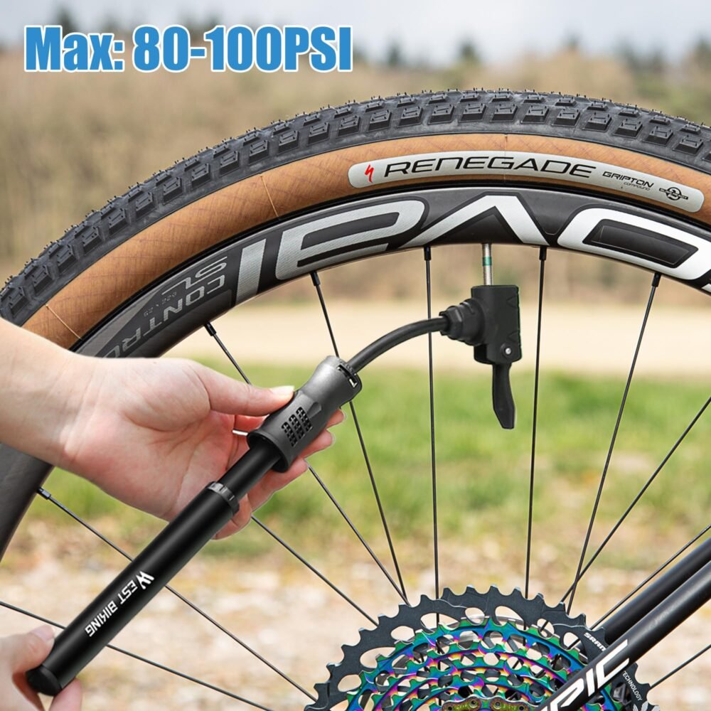 Mini Bicycle Pump – Aluminum Alloy Portable Bike Tyre Pump for Presta & Schrader Valves
