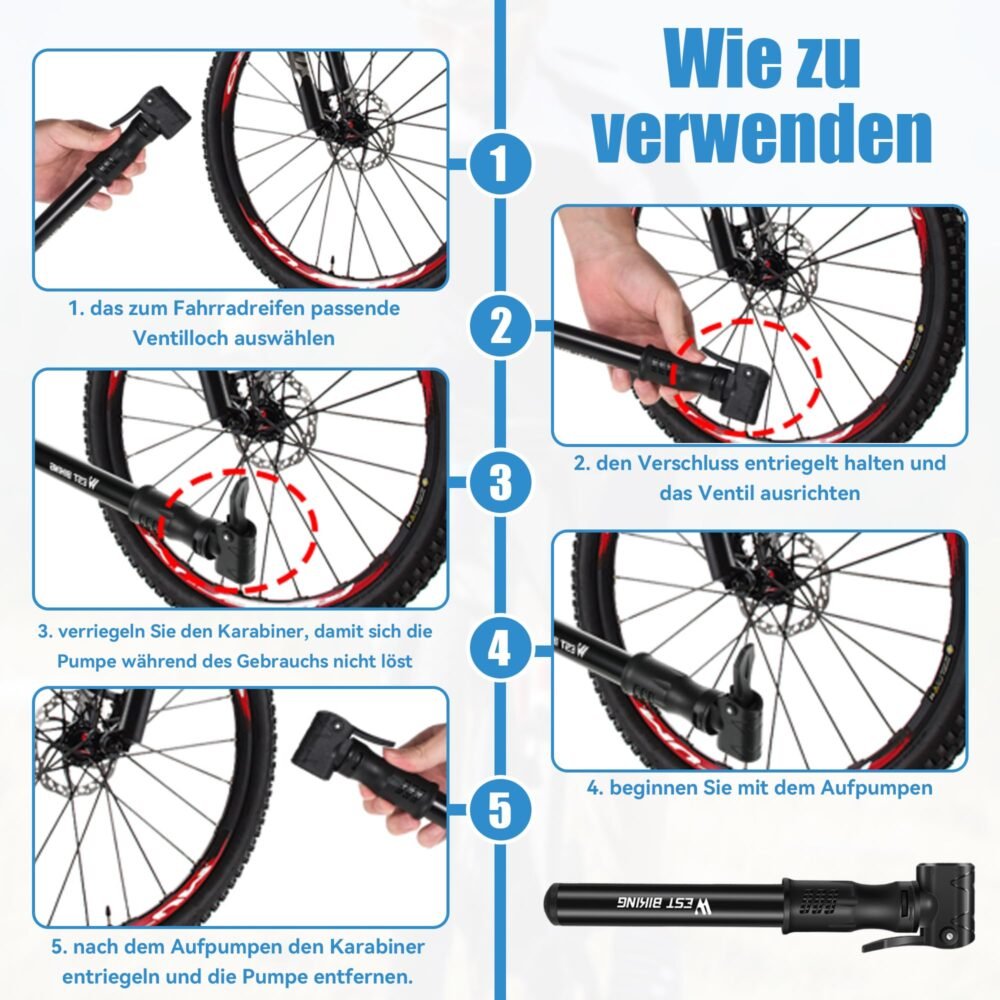Mini Bicycle Pump – Aluminum Alloy Portable Bike Tyre Pump for Presta & Schrader Valves
